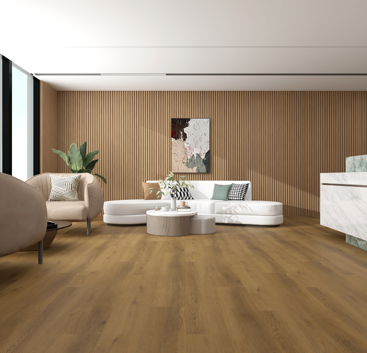 Montclair Bradley Oak vinyl plank room scene